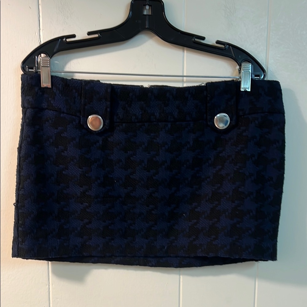 Navy Blue Houndstooth Skirt